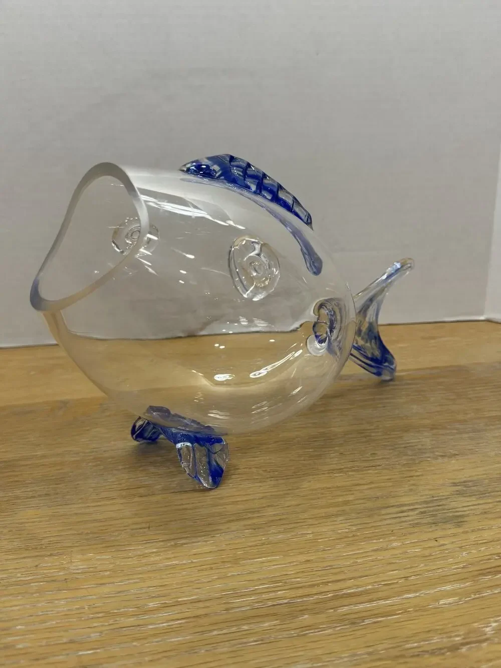 vintage Glass Fish Sculpture Blenko-Style Large Mid-Century Modern Vase 11.5